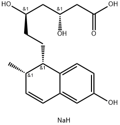 sodium:(3R,5R)-3,5-dihydroxy-7-[(1S,2S)-6-hydroxy-2-methyl-1,2-dihydronaphthalen-1-yl]heptanoate Struktur