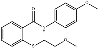 2-(2-methoxyethylsulfanyl)-N-(4-methoxyphenyl)benzamide Struktur