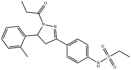 N-(4-(1-propionyl-5-(o-tolyl)-4,5-dihydro-1H-pyrazol-3-yl)phenyl)ethanesulfonamide,724437-66-5,结构式