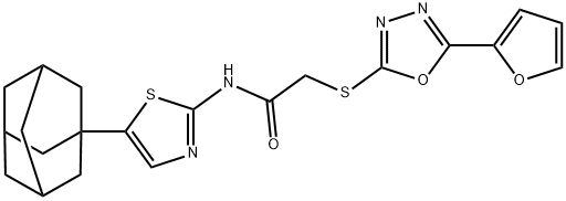 2-{[5-(furan-2-yl)-1,3,4-oxadiazol-2-yl]sulfanyl}-N-[5-(tricyclo[3.3.1.1~3,7~]dec-1-yl)-1,3-thiazol-2-yl]acetamide Structure