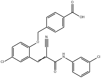 4-[(4-chloro-2-{(1E)-3-[(3-chlorophenyl)amino]-2-cyano-3-oxoprop-1-en-1-yl}phenoxy)methyl]benzoic acid,732252-16-3,结构式