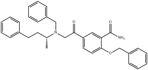 (R)-5-(2-(benzyl(4-phenylbutan-2-yl)amino)acetyl)-2-(benzyloxy)benzamide Structure