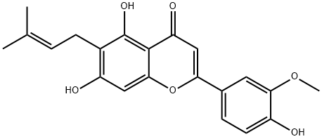 5,7-dihydroxy-2-(4-hydroxy-3-methoxyphenyl)-6-(3-methylbut-2-enyl)chromen-4-one Struktur