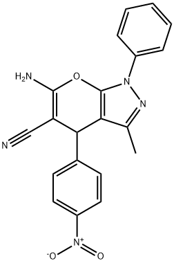 Pyrano[2,3-c]pyrazole-5-carbonitrile,6-amino-1,4-dihydro-3-methyl-4-(4-nitrophenyl)-1-phenyl- Struktur