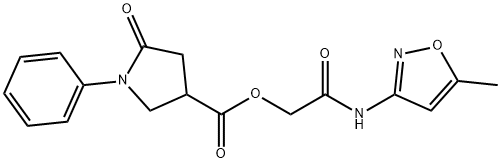 2-[(5-methyl-3-isoxazolyl)amino]-2-oxoethyl 5-oxo-1-phenyl-3-pyrrolidinecarboxylate,774557-48-1,结构式