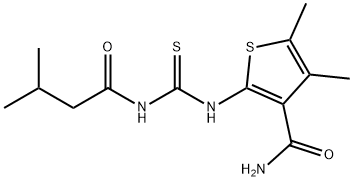 4,5-dimethyl-2-({[(3-methylbutanoyl)amino]carbonothioyl}amino)-3-thiophenecarboxamide Structure