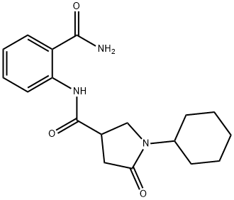 N-(2-carbamoylphenyl)-1-cyclohexyl-5-oxopyrrolidine-3-carboxamide Struktur