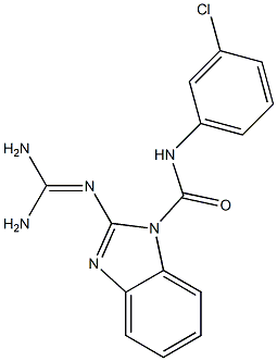 N-(3-chlorophenyl)-2-(diaminomethylideneamino)benzimidazole-1-carboxamide 结构式
