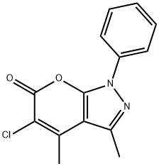 Pyrano[2,3-c]pyrazol-6(1H)-one,5-chloro-3,4-dimethyl-1-phenyl- 化学構造式