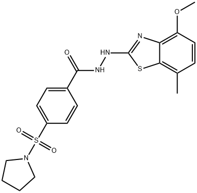 N-(4-methoxy-7-methylbenzo[d]thiazol-2-yl)-4-(pyrrolidin-1-ylsulfonyl)benzohydrazide, 851987-78-5, 结构式
