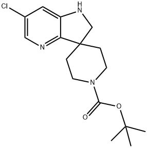 TERT-BUTYL 6-CHLORO-1,2-DIHYDROSPIRO[PIPERIDINE-4,3-PYRROLO[3,2-B]PYRIDINE]-1-CARBOXYLATE, 857730-15-5, 结构式