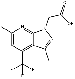 2-[3,6-Dimethyl-4-(trifluoromethyl)pyrazolo[3,4-b]pyridin-1-yl]acetic acid Struktur