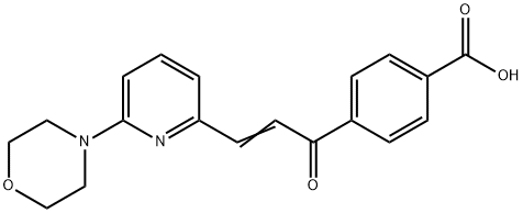4-[3-(6-morpholin-4-yl-pyridin-2-yl)-acryloyl]-benzoic acid 化学構造式