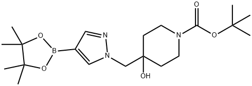 tert-butyl 4-hydroxy-4-{[4-(tetramethyl-1,3,2-dioxaborolan-2-yl)-1H-pyrazol-1-yl]methyl}piperidine-1-carboxylate Structure