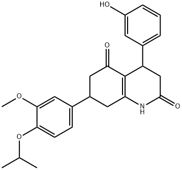 4-(3-hydroxyphenyl)-7-(3-methoxy-4-propan-2-yloxyphenyl)-1,3,4,6,7,8-hexahydroquinoline-2,5-dione Structure