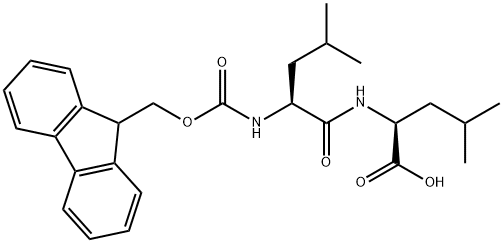 (S)-2-((S)-2-((((9H-Fluoren-9-yl)methoxy)carbonyl)amino)-4-methylpentanamido)-4-methylpentanoic acid 结构式