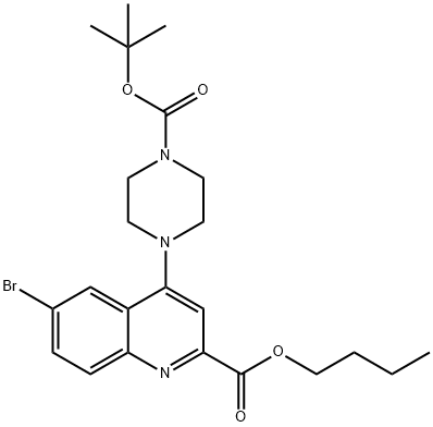 6-溴-4-(4-(叔丁氧基羰基)哌嗪-1-基)喹啉-2-羧酸丁酯 结构式