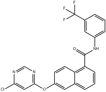 6-(6-chloro-pyrimidin-4-yloxy)naphthalene-1-carboxylic acid(3-trifluoromethyl phenyl)amide,890128-71-9,结构式