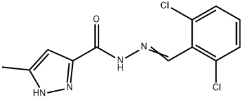 (E)-N-(2,6-dichlorobenzylidene)-3-methyl-1H-pyrazole-5-carbohydrazide Struktur