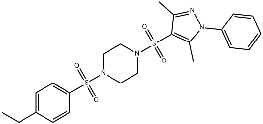 1-(3,5-dimethyl-1-phenylpyrazol-4-yl)sulfonyl-4-(4-ethylphenyl)sulfonylpiperazine Struktur