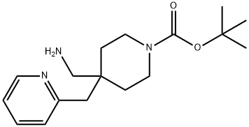tert-Butyl 4-(aminomethyl)-4-(pyridin-2-ylmethyl)piperidine-1-carboxylate Struktur