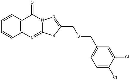 2-[(3,4-dichlorophenyl)methylsulfanylmethyl]-[1,3,4]thiadiazolo[2,3-b]quinazolin-5-one Struktur