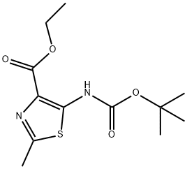 Ethyl 5-((tert-butoxycarbonyl)amino)-2-methylthiazole-4-carboxylate 化学構造式