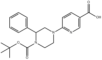 6-{4-[(tert-butoxy)carbonyl]-3-phenylpiperazin-1-yl}pyridine-3-carboxylic acid Struktur