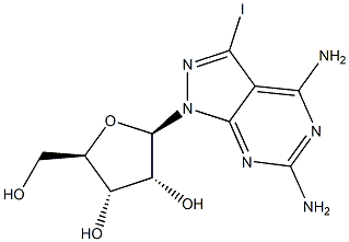 4,6-Diamino-3-iodo-1-(beta-D-ribofuranosyl)-1H-pyrazolo[3,4-d]pyrimidine Structure