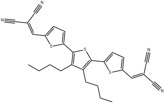 3',4'-二丁基-5,5''-双(二氰基乙烯基)-2,2':5',2''-对噻吩 结构式