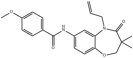 N-(3,3-dimethyl-4-oxo-5-prop-2-enyl-2H-1,5-benzoxazepin-7-yl)-4-methoxybenzamide 结构式