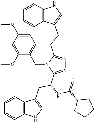 (2S)-N-[(1R)-1-[4-(2,4-dimethoxyphenyl)-5-(3-ethylindol-1-yl)-1,2,4-triazol-3-yl]-2-(1H-indol-3-yl)ethyl]pyrrolidine-2-carboxamide|JMV3008 , CID74015851