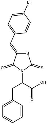 (Z)-2-(5-(4-bromobenzylidene)-4-oxo-2-thioxothiazolidin-3-yl)-3-phenylpropanoic acid Struktur