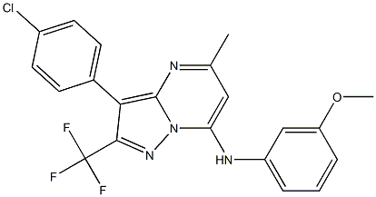 3-(4-chlorophenyl)-N-(3-methoxyphenyl)-5-methyl-2-(trifluoromethyl)pyrazolo[1,5-a]pyrimidin-7-amine Structure