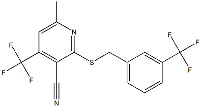 6-methyl-4-(trifluoromethyl)-2-[[3-(trifluoromethyl)phenyl]methylsulfanyl]pyridine-3-carbonitrile Structure