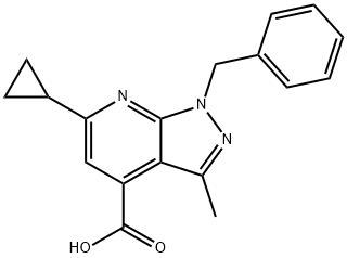 1-苄基-6-环丙基-3-甲基-1H-吡唑并[3,4-B]吡啶-4-羧酸 结构式