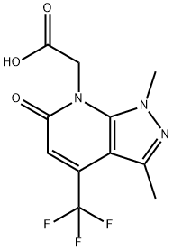 2-[1,3-二甲基-6-氧代-4-(三氟甲基)-1H,6H,7H-吡唑并[3,4-B]吡啶-7-基]乙酸 结构式