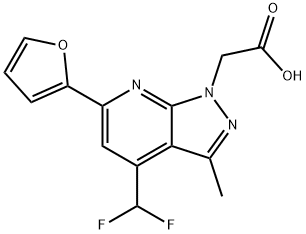 2-(4-(二氟甲基)-6-(呋喃-2-基)-3-甲基-1H-吡唑并[3,4-B]吡啶-1-基)乙酸 结构式