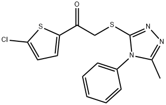 1-(5-chlorothiophen-2-yl)-2-[(5-methyl-4-phenyl-1,2,4-triazol-3-yl)sulfanyl]ethanone Struktur