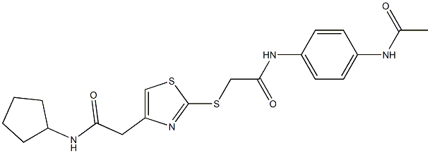 941997-26-8 2-[2-[2-(4-acetamidoanilino)-2-oxoethyl]sulfanyl-1,3-thiazol-4-yl]-N-cyclopentylacetamide