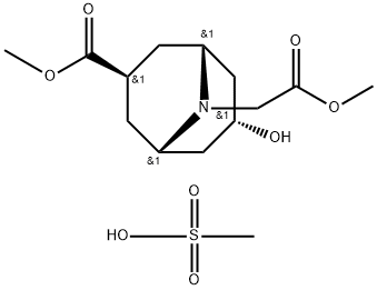 Endo-7-hydroxy-9-methoxycarbonylmethyl-9-aza-bicyclo[3.3.1]nonane-3-carboxylic acid methyl ester , monomethanesulfonate Struktur