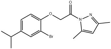 1-[(2-bromo-4-isopropylphenoxy)acetyl]-3,5-dimethyl-1H-pyrazole Structure