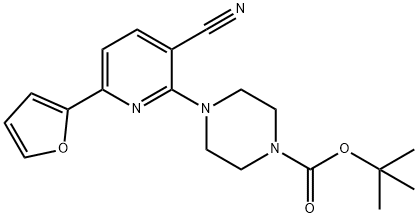 tert-butyl 4-[3-cyano-6-(furan-2-yl)pyridin-2-yl]piperazine-1-carboxylate Struktur