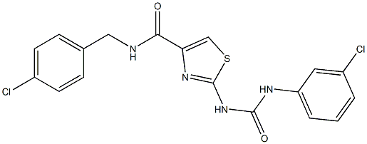 2-[(3-chlorophenyl)carbamoylamino]-N-[(4-chlorophenyl)methyl]-1,3-thiazole-4-carboxamide Structure