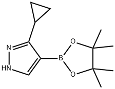 3-Cyclopropyl-4-(tetramethyl-1,3,2-dioxaborolan-2-yl)-2H-pyrazole, 957345-32-3, 结构式