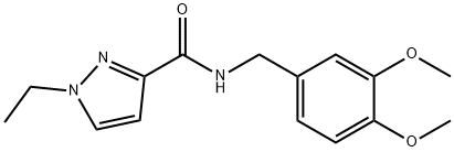 N-[(3,4-dimethoxyphenyl)methyl]-1-ethylpyrazole-3-carboxamide Struktur