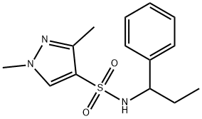 1,3-dimethyl-N-(1-phenylpropyl)pyrazole-4-sulfonamide Struktur