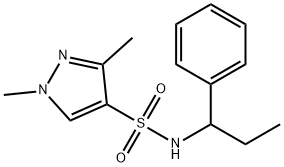 1,3-dimethyl-N-(1-phenylpropyl)pyrazole-4-sulfonamide Structure