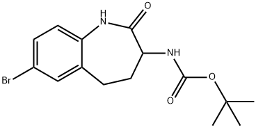 (7-Bromo-2-oxo-2,3,4,5-tetrahydro-1H-benzo[b]azepin-3-yl)-carbamic acid tert-butyl ester,958075-50-8,结构式