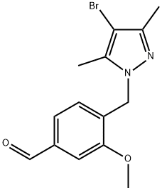 4-[(4-溴-3,5-二甲基-1H-吡唑-1-基)甲基]-3-甲氧基苯甲醛,959088-72-3,结构式